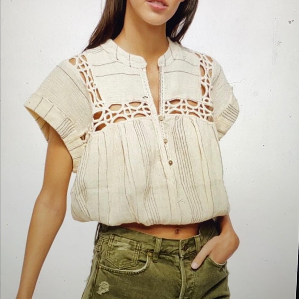 Free People Cedar Lace Stripe Pullover NWT